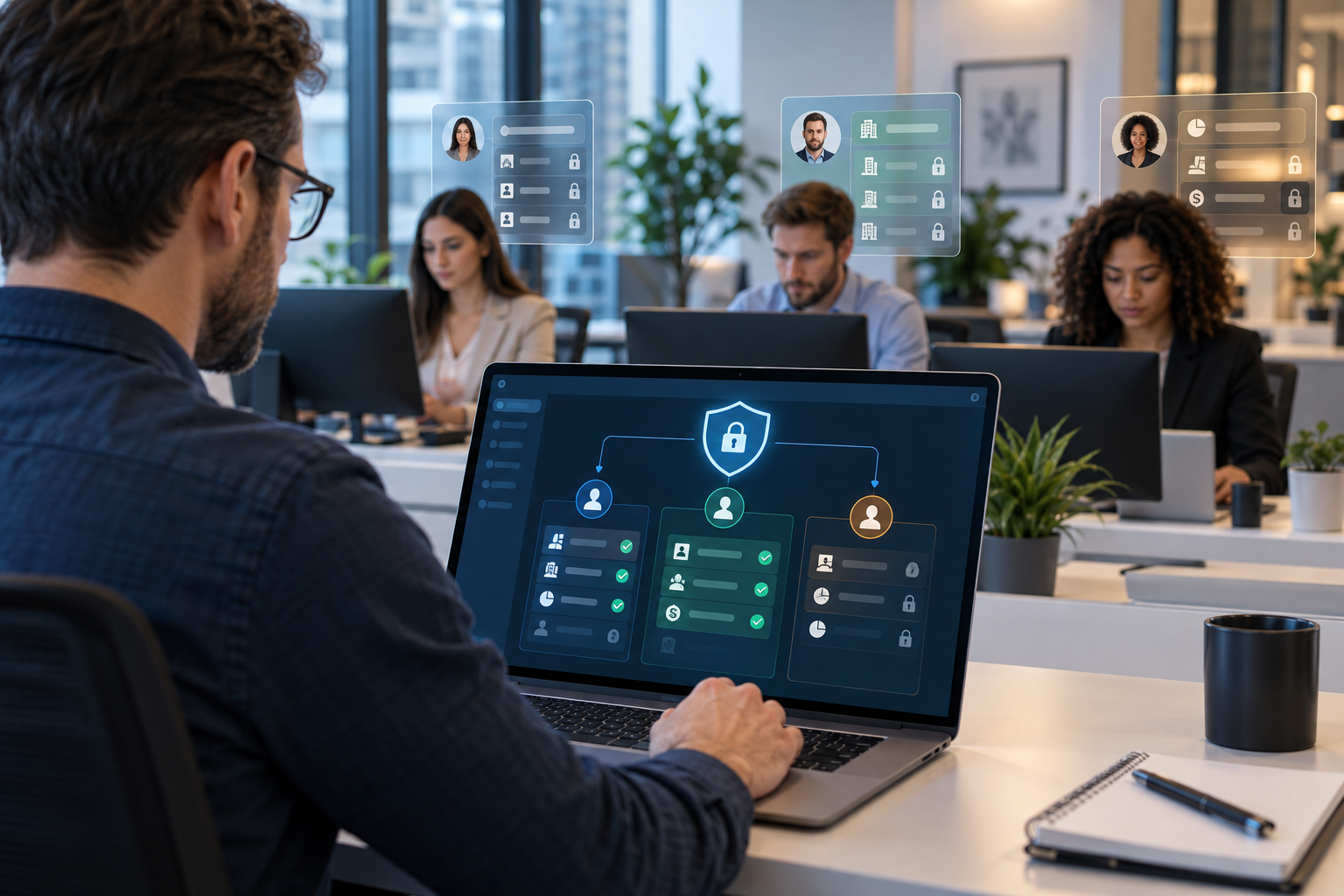 Minh họa bảo mật CRM không chỉ ngăn truy cập từ bên ngoài mà còn kiểm soát quyền xem và thao tác dữ liệu giữa các nhân viên trong doanh nghiệp.