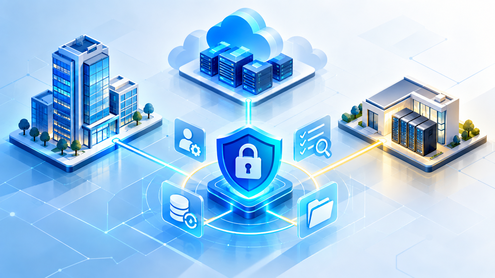 Minh họa CRM bảo mật dữ liệu với quyền kiểm soát hạ tầng, phân quyền người dùng, audit, backup và server riêng của doanh nghiệp.