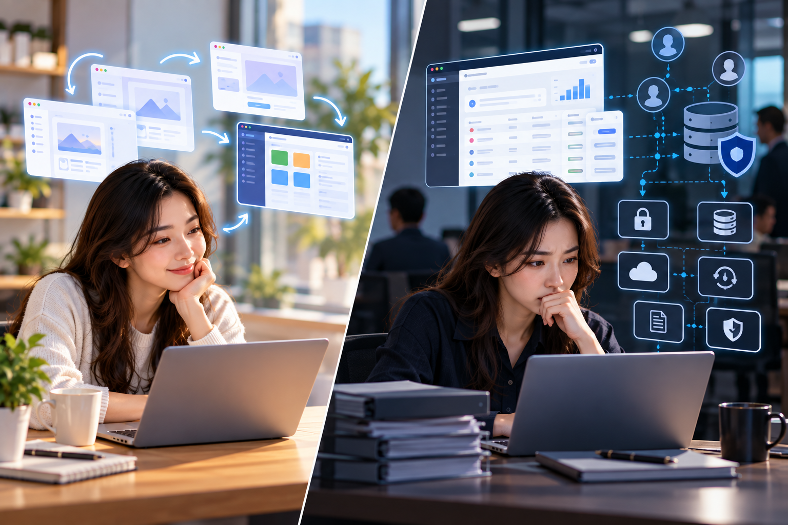 Một bên là vibe coding cho công cụ cá nhân đơn giản, bên còn lại là phần mềm doanh nghiệp với dữ liệu, phân quyền, database, backup và bảo mật cần được kiểm soát chặt chẽ hơn.