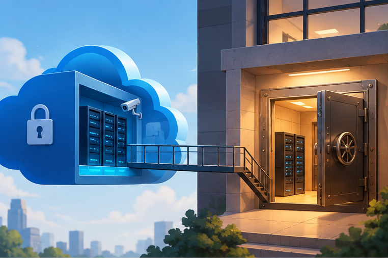 Minh họa hai phương án lưu trữ dữ liệu CRM trên hạ tầng cloud và server đặt tại doanh nghiệp.